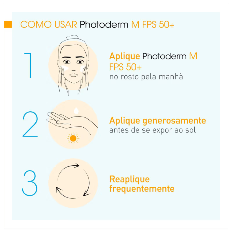Protetor Solar Facial Bioderma Photoderm M FPS 50 40ml Tom Dourado