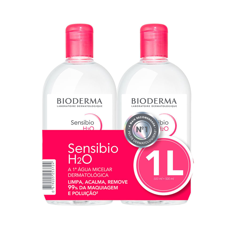 Kit 2 Águas Micelar Bioderma Sensibio H2O 500ml Limpeza Facial
