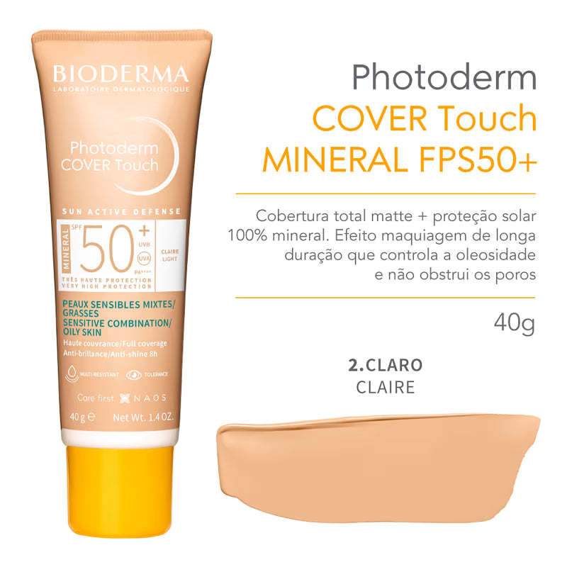 Protetor Solar Facial Bioderma Photoderm Cover Touch FPS 50+ 40ml