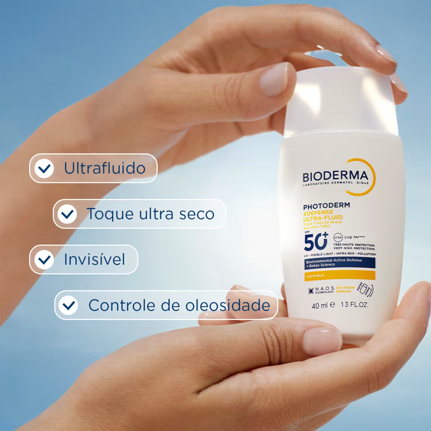 Protetor Solar Facial Bioderma Photoderm XDefense SPF 50+ Invisible Sem Cor 40ml