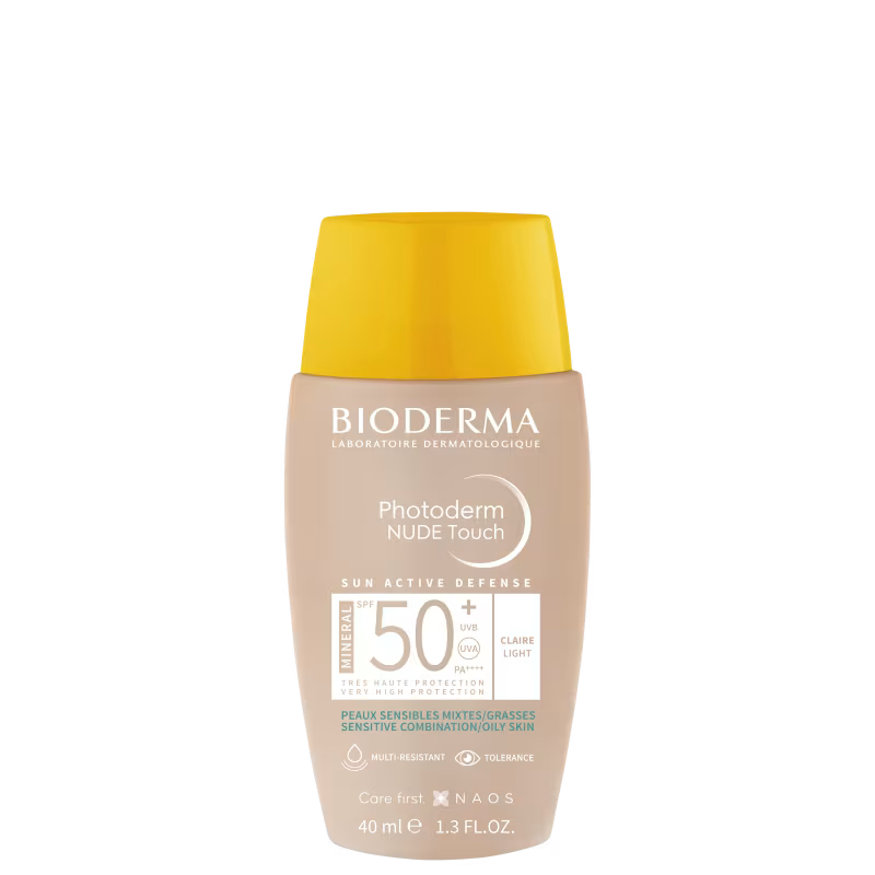 Protetor Solar Facial Bioderma Photoderm Nude Touch FPS 50+ Cor Claro 40ml