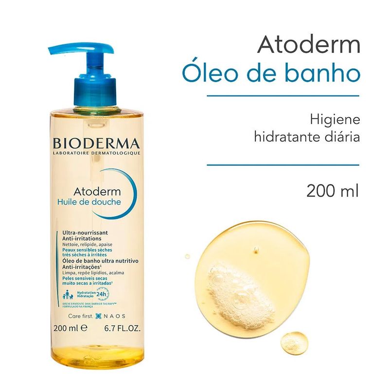 Kit Bioderma Atoderm Óleo de Banho 200ml Dupla Hidratação Intensa
