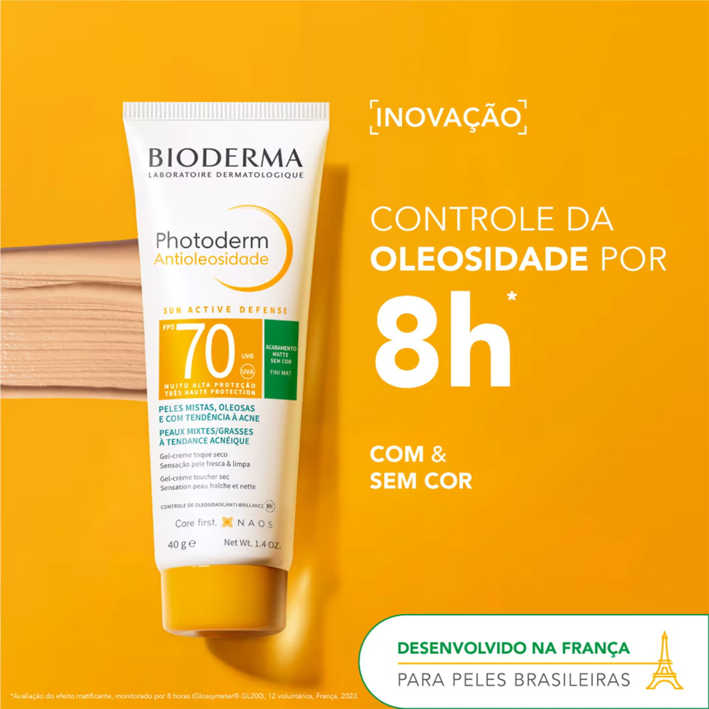 Protetor Solar Facial Bioderma Photoderm Antioleosidade FPS 70 Com Cor Médio