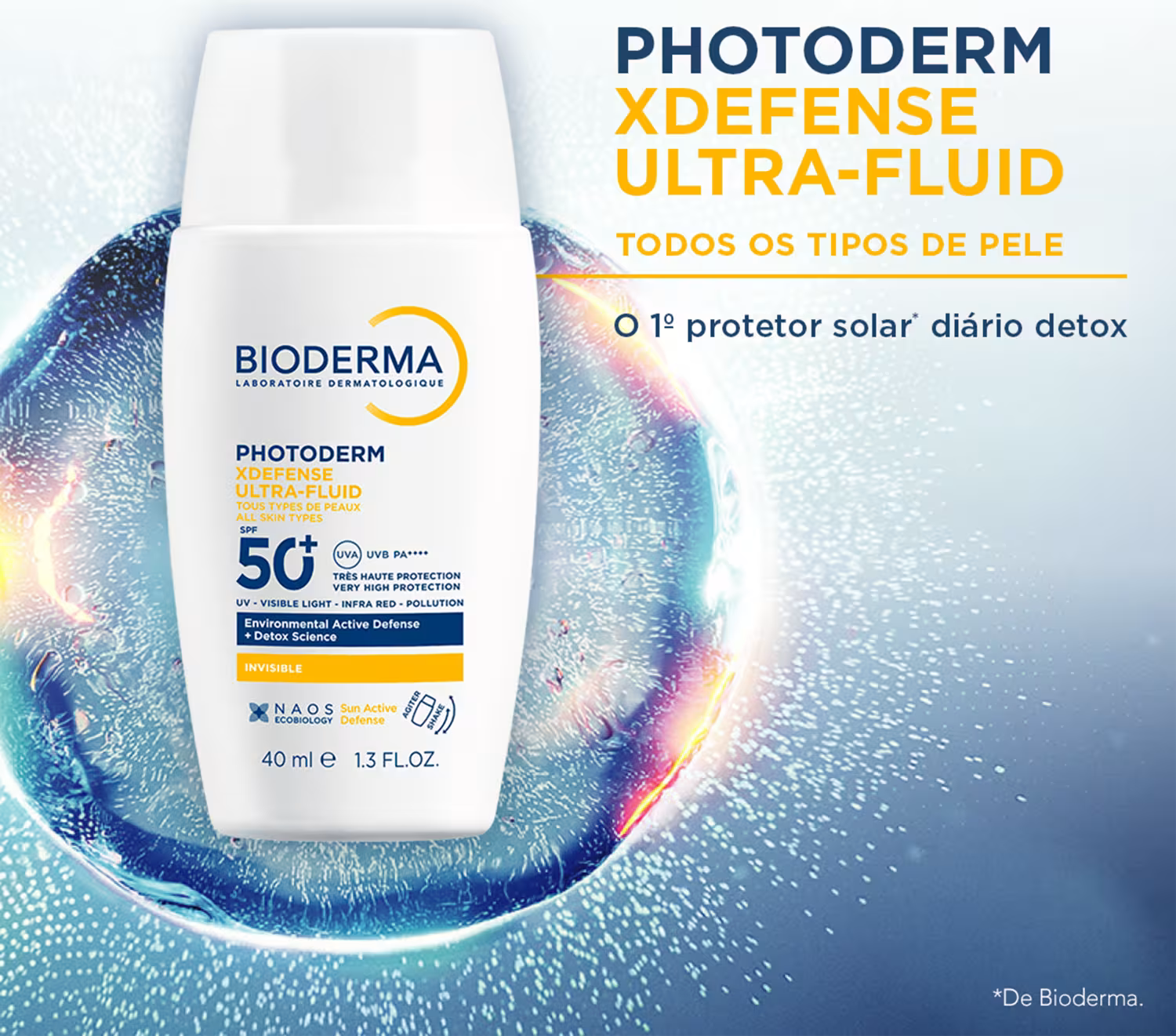Protetor Solar Facial Bioderma Photoderm XDefense SPF 50+ Invisible Sem Cor 40ml