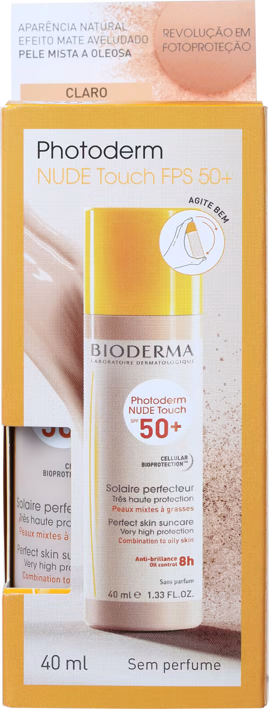 Protetor Solar Facial Bioderma Photoderm Nude Touch FPS 50 Cor Claro 40ml