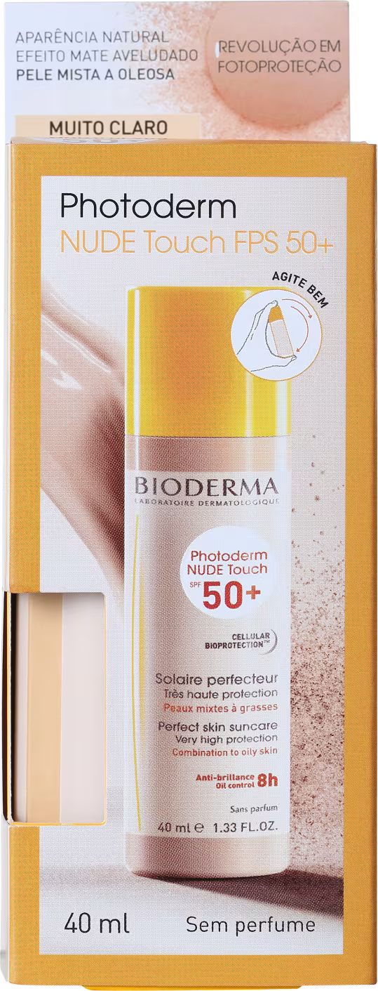 Protetor Solar Facial Bioderma Photoderm Nude Touch FPS 50 Muito Claro 40ml