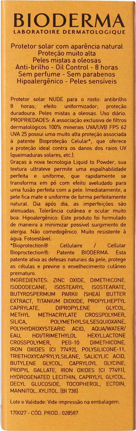 Protetor Solar Facial Bioderma Photoderm Nude Touch FPS 50 Muito Claro 40ml