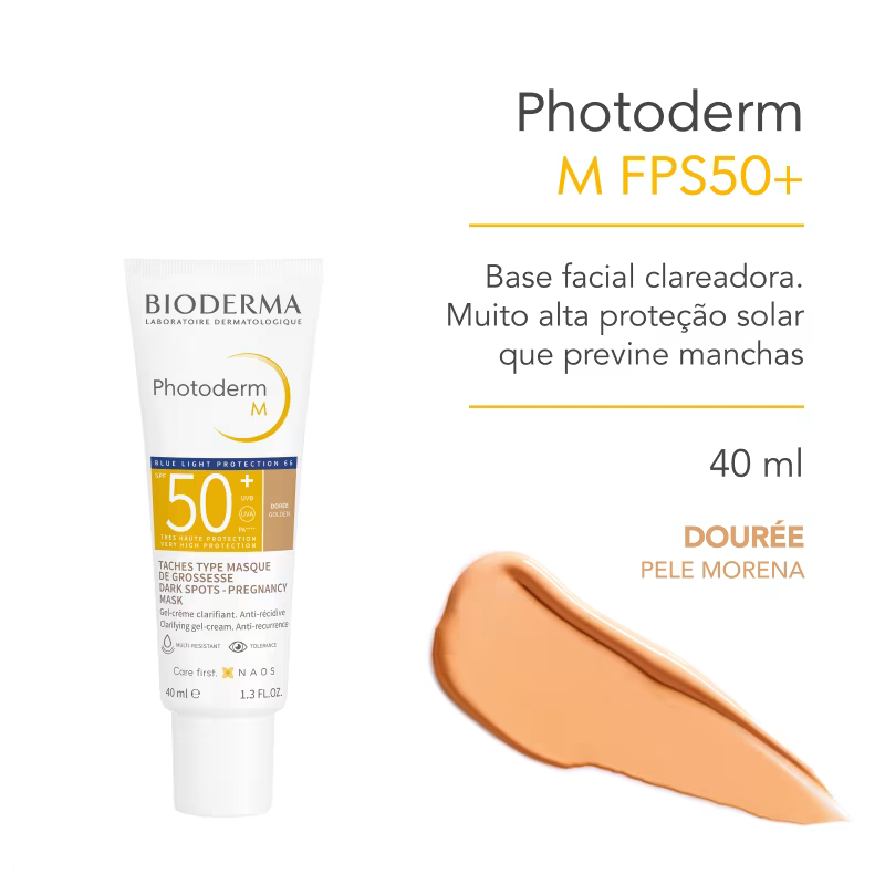 Protetor Solar Facial Bioderma Photoderm M FPS50+ com Cor, Toque Seco 40ml