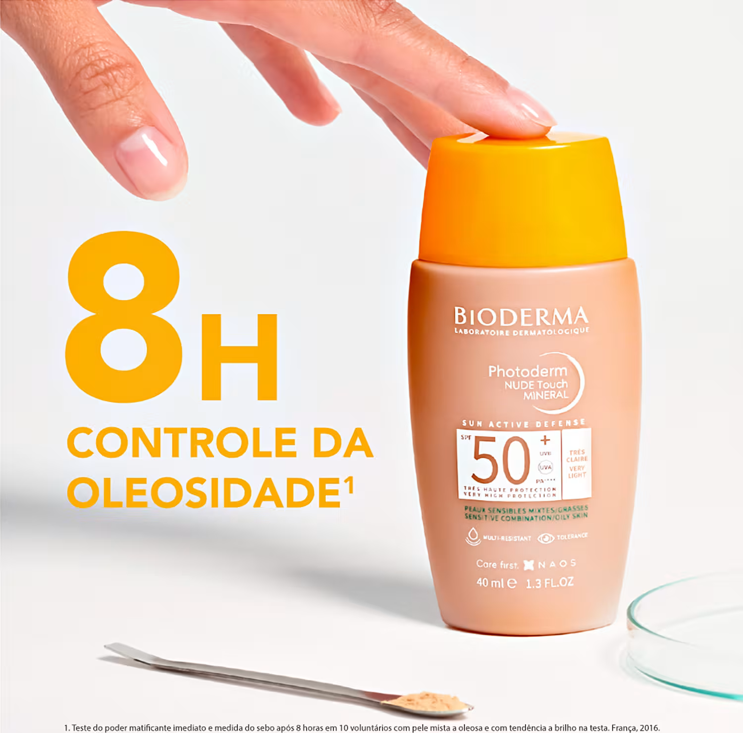 Protetor Solar Facial Bioderma Photoderm Nude Touch FPS 50+ Muito Claro 40ml