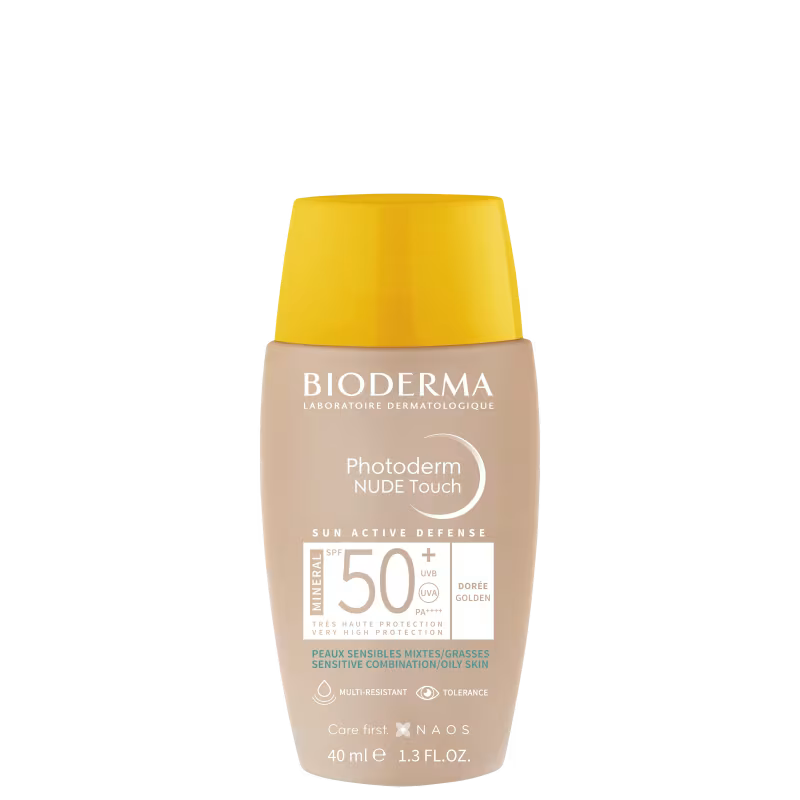 Protetor Solar Facial Bioderma Photoderm Nude Touch Mineral FPS50+ Cor Dourado 40ml