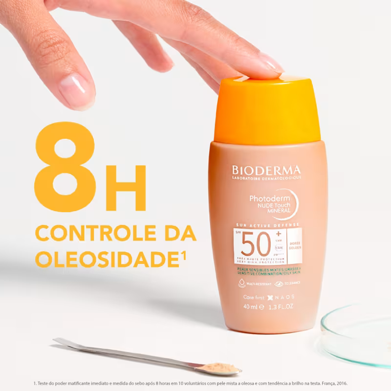 Protetor Solar Facial Bioderma Photoderm Nude Touch Mineral FPS50+ Cor Dourado 40ml
