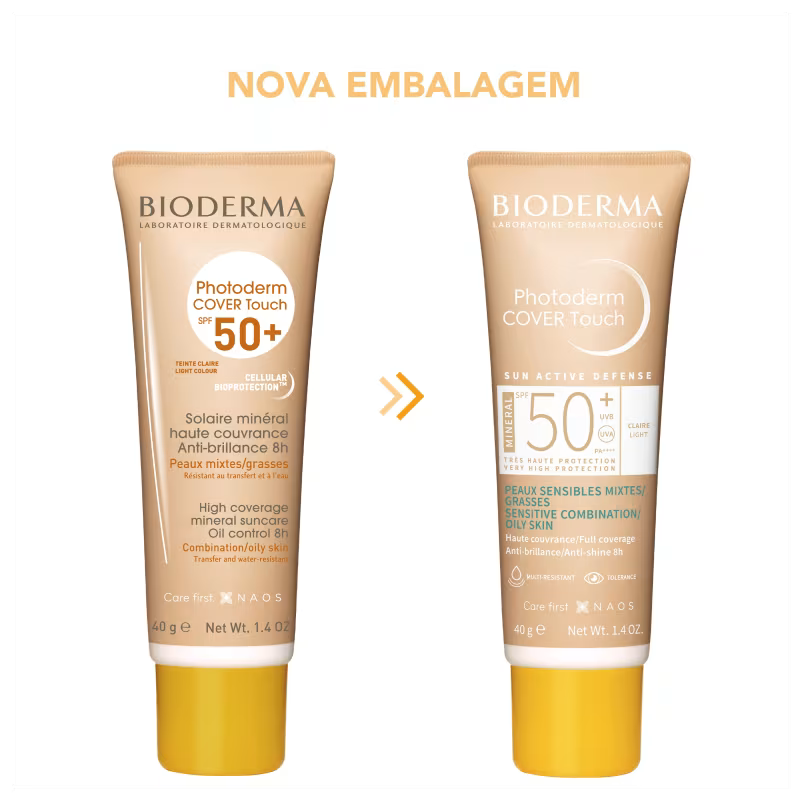 Protetor Solar Facial Bioderma Photoderm Cover Touch FPS 50+ Dourado 40g