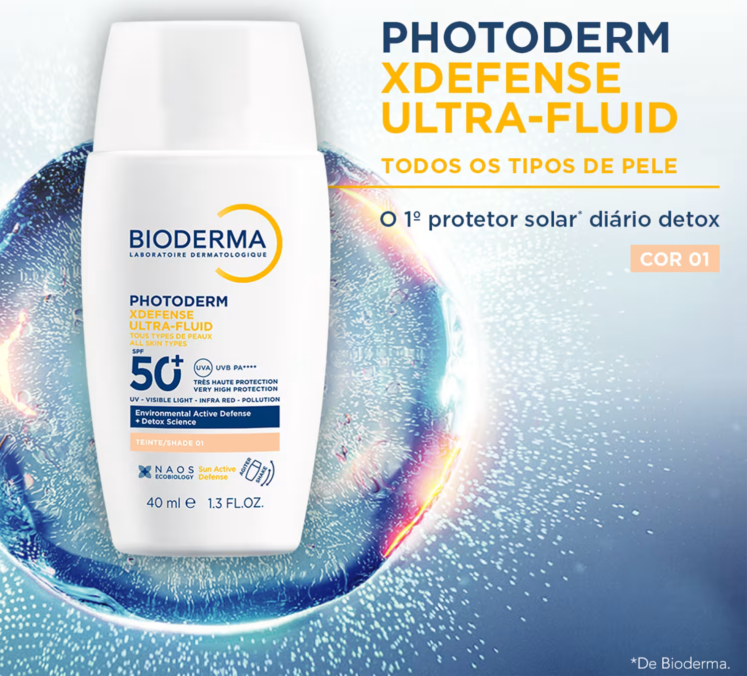 Protetor Solar Facial Bioderma Photoderm XDefense SPF 50+ Com Cor 1.0 40ml
