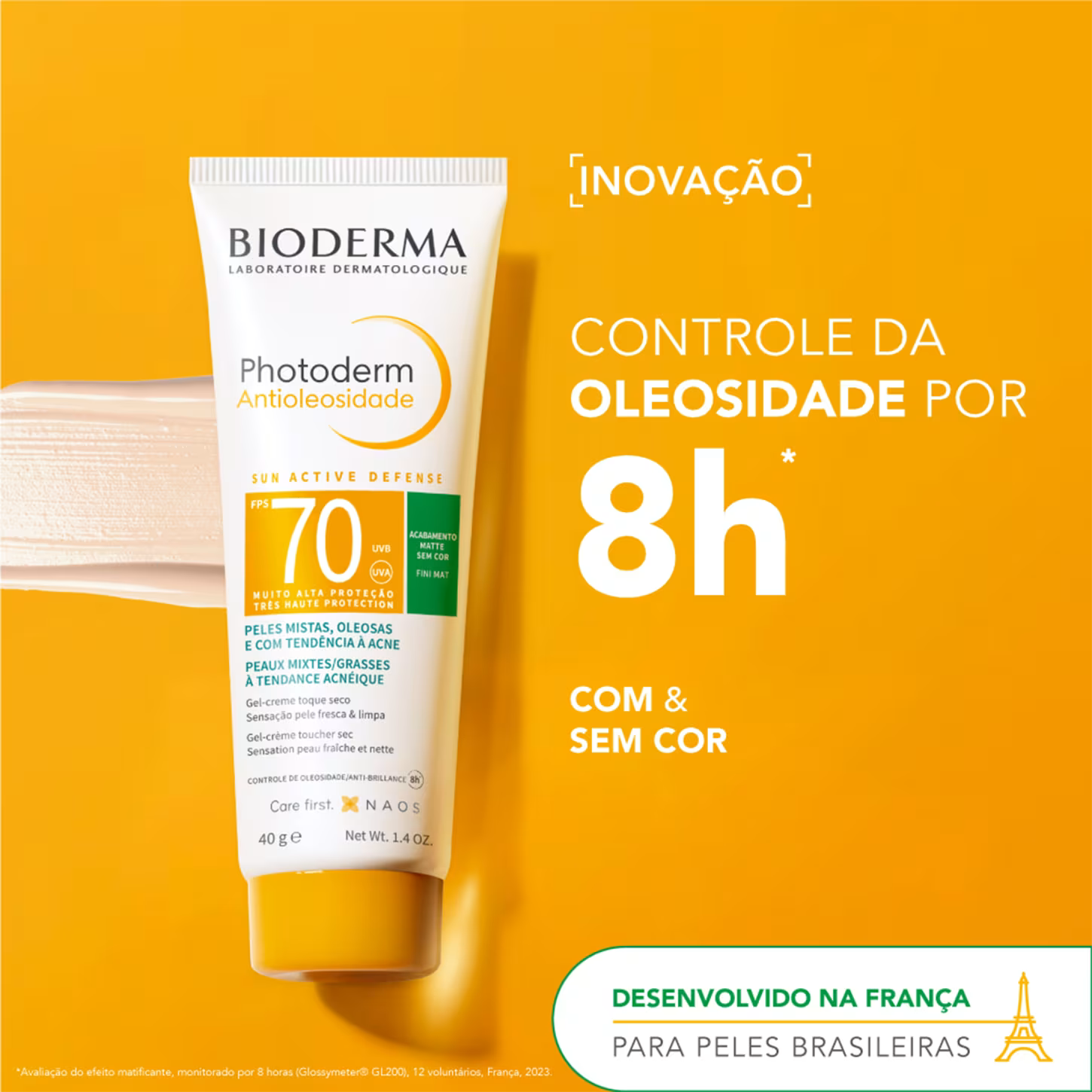 Protetor Solar Facial Bioderma Photoderm Antioleosidade FPS 70 Com Cor Muito Claro 40g