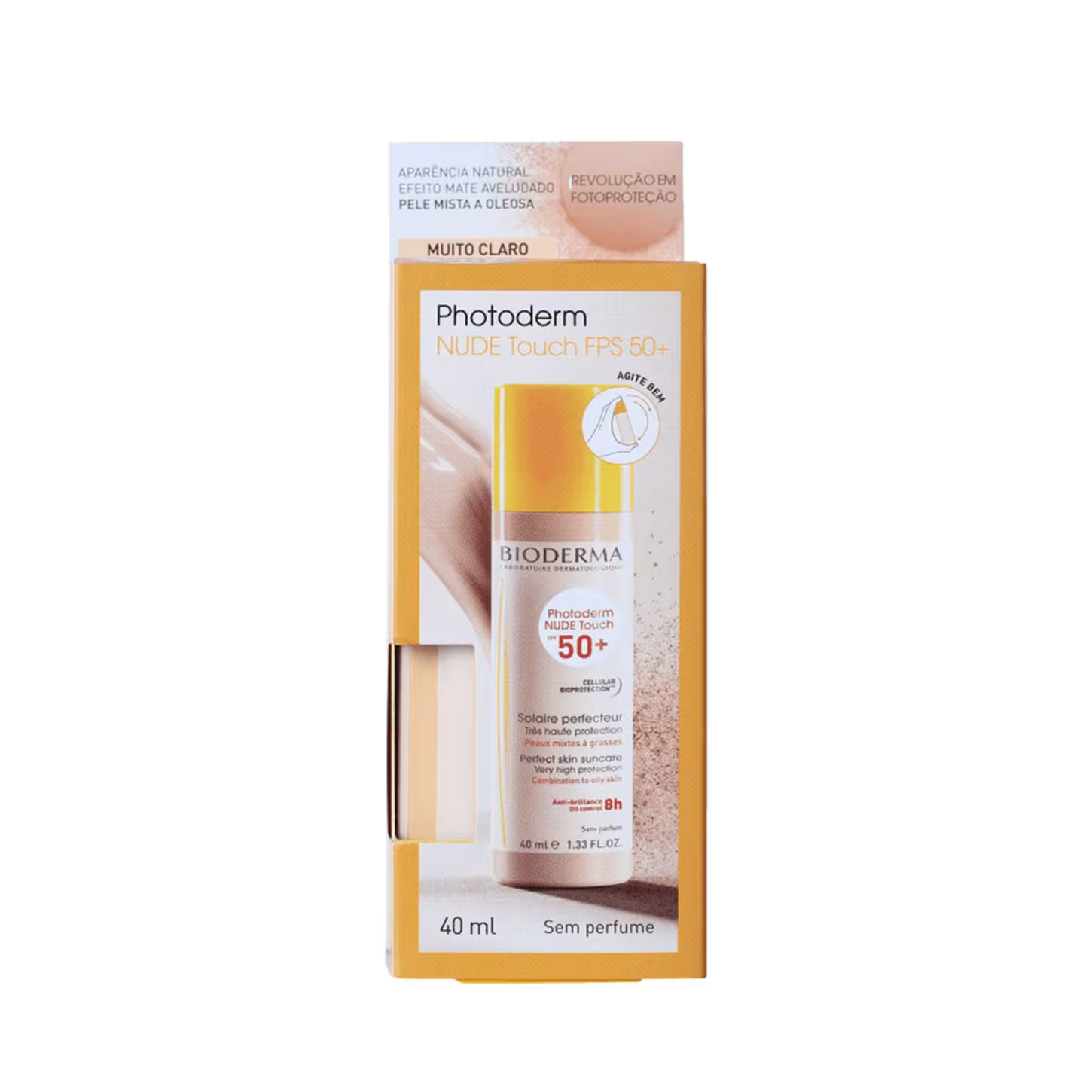 Protetor Solar Facial Bioderma Photoderm Nude Touch FPS 50 Muito Claro 40ml