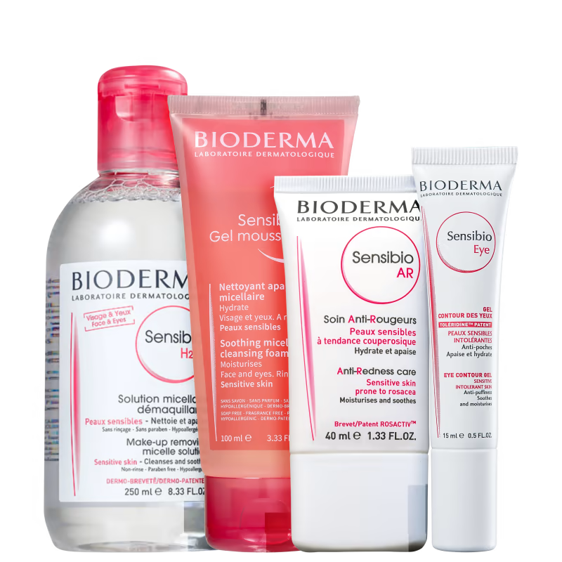 Kit Bioderma Sensibio 4 Produtos Água Micelar Creme Gel Limpeza Olhos