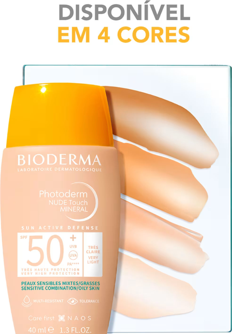 Protetor Solar Facial Bioderma Photoderm Nude Touch FPS 50+ Muito Claro 40ml