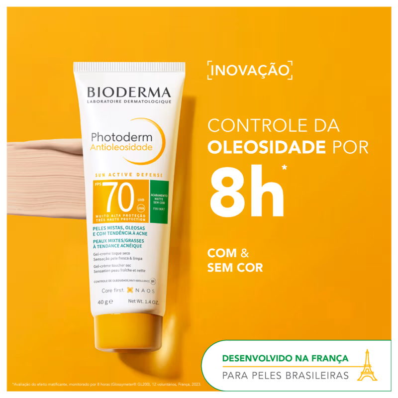 Protetor Solar Facial Bioderma Photoderm Antioleosidade FPS 70 Com Cor 40g