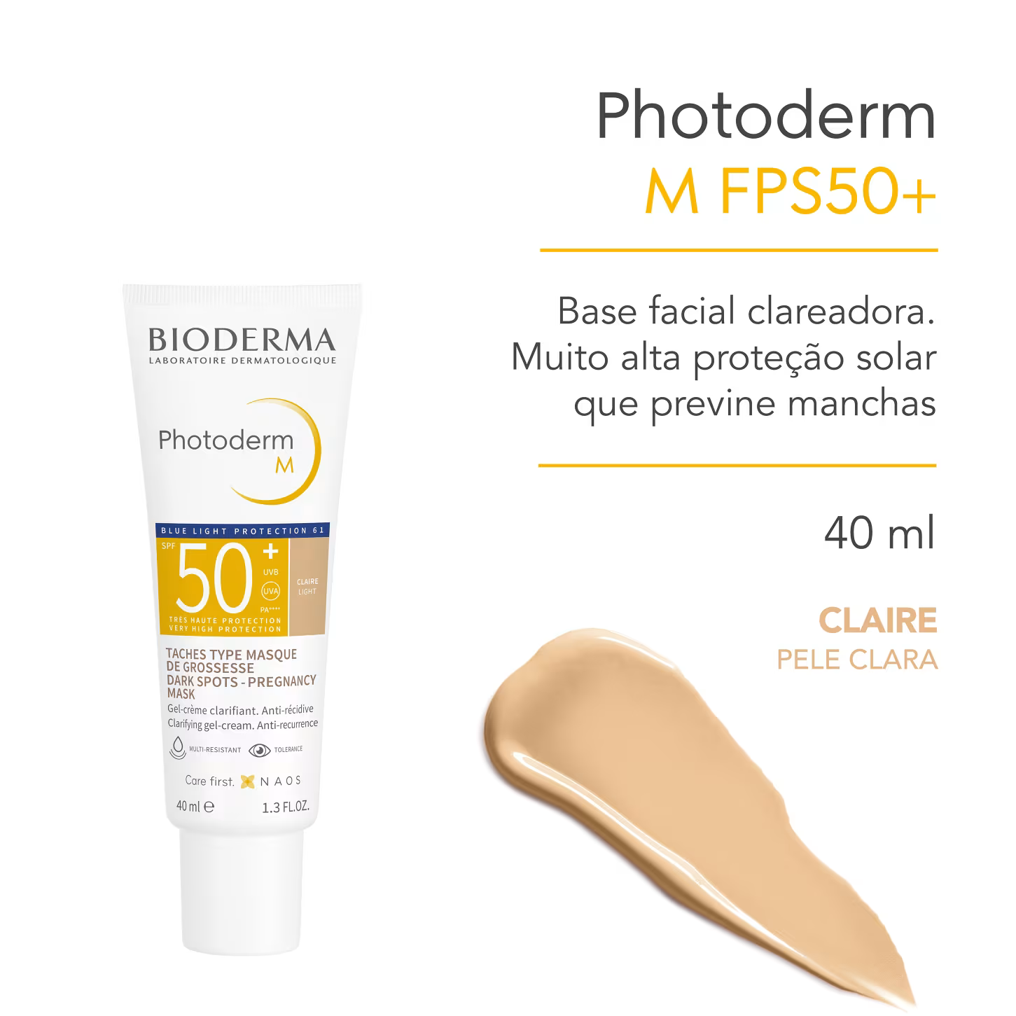 Protetor Solar Facial Bioderma Photoderm M Foncee FPS50+ Pele Clara 40ml