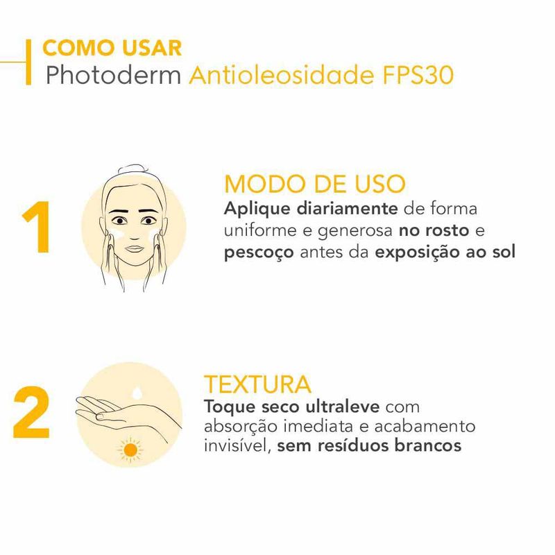 Protetor Solar Facial Bioderma Photoderm FPS30 Antioleosidade Toque Seco 40g
