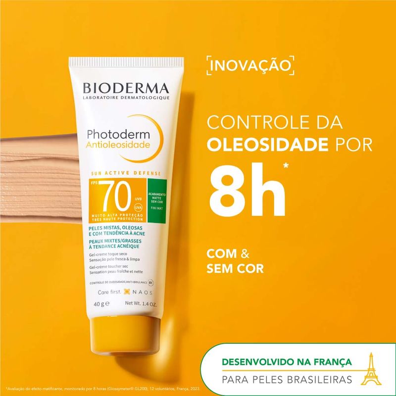 Protetor Solar Facial Bioderma Photoderm Antioleosidade FPS 70 com Cor
